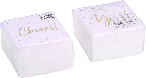100 Pack Cocktail Napkins - Includes 2 Designs - Perfect for Weddings, Birthdays, New Year Party Supplies …...