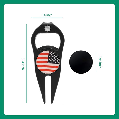2 Pcs Golf Divot Repair Tool Divot Tool and Ball Marker, Gift Ideas Golf Multitool for Men Golfers (Flag)...