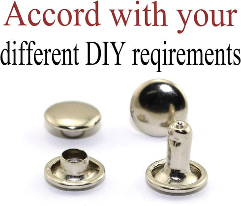 120pcs 8x8mm Silver Double Cap Rapid Rivets Round Head Decorative Rivets DIY Leather Craft Studs 5/16 inch...