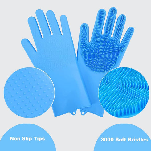 Pet Washing Gloves, Gentle Silicone Dog Bath Shampoo Shower Brush Grooming Mitts Waterproof, Massaging and Bathing Rubber Scrubber for Dogs & Cats...