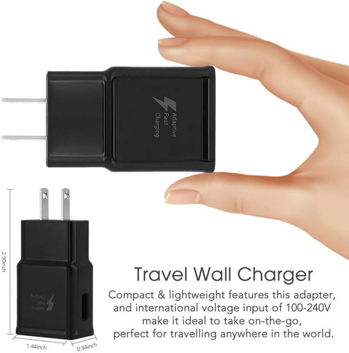 Samsung Adaptive Fast Charging USB Wall Charger Adapter for Samsung Galaxy s24 s23 s22 S21S10 S6 S7 S8 S9 / Edge/Plus/Active, Note 5 8, 9, Note 10...