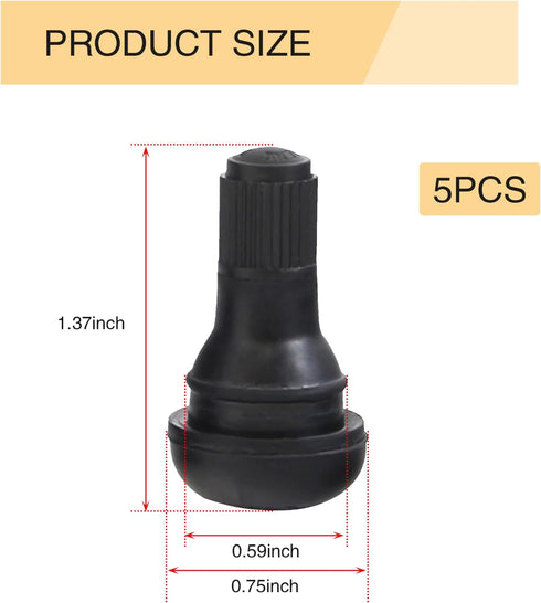 5 PCS Snap-in Tire Valve, TR412 Short Valve Stem, for Tubeless 0.45 Inches Rim Holes on Standard Vehicle Tires (Black)...