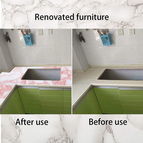 Marble Paper Granite Pink/White Roll Peel and Stick Wallpaper for Table Kitchen Countertop Cabinet Shelf Drawer Self Adhesive Vinyl Counter Top Co...