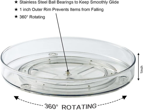 Lazy Susan Turntable Food Storage Container for Cabinets, Pantry, Refrigerator, Countertops, BPA Free - Spinning Organ-izer Rack for Spices, Condi...