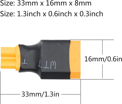 XT60 Male to XT30 Female Adaptor,XT30 Female to XT60 Male Wireless Connector Plug for RC FPV Drone Car Lipo NiMH Battery Charger ESC(4Pcs)......
