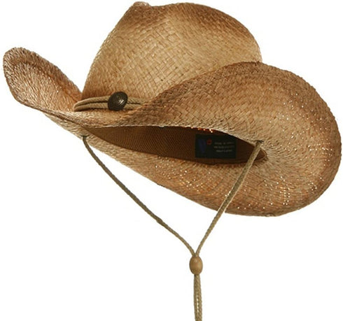 MG Tea Stain Raffia Straw Cowboy Hat (Natural), Natural Tea, Size One Size...