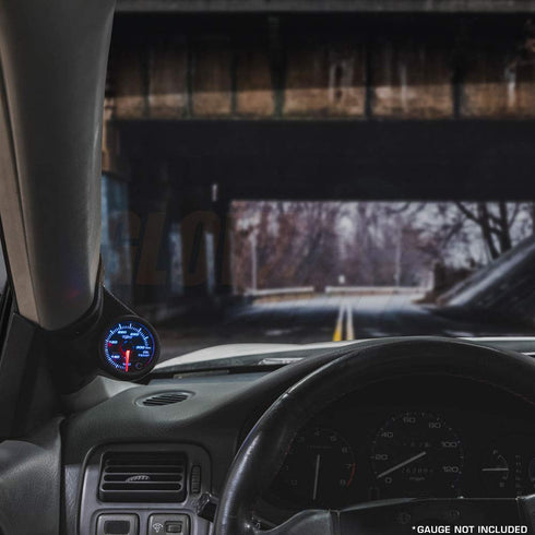 GlowShift Universal Black Single Pillar Gauge Pod - Fits Any Make/Model - ABS Plastic - Mounts (1) 2-1/16" (52mm) Gauge to Vehicle's A-Pillar...