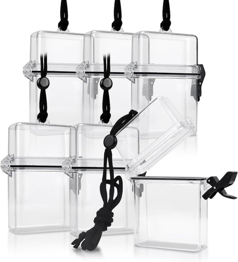 6Pcs Waterproof Badge Holder Case, Clear ID Card Holder with Lanyard, Floating Sports Case Locker, Waterproof ID Card Case with Double Locker for ...