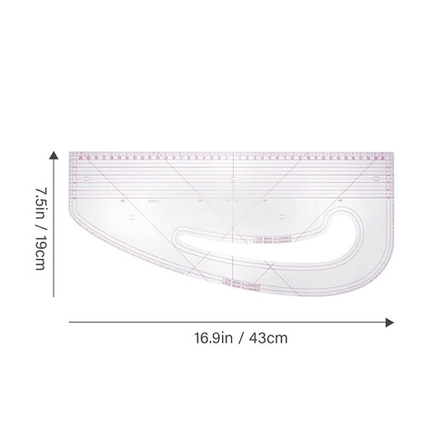 French Curve Ruler for Pattern Making, Clear Metric Sewing Ruler, Multi-Purpose Pattern Maker Fashion Designing Ruler for Tailor Craft Tool Drawin...
