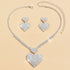 Unicra Crystal Heart Bridal Wedding Jewelry Set Silver Rhinestone Necklace Earrings Bracelet Sets Formal Costume Jewelry for Women and Brides...