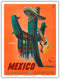 Mexico - Señor Cactus wearing a Sombrero Serape and Guitar - Mexican Department of Tourism - Vintage Travel Poster by Espert c.1945 - Master Art P...