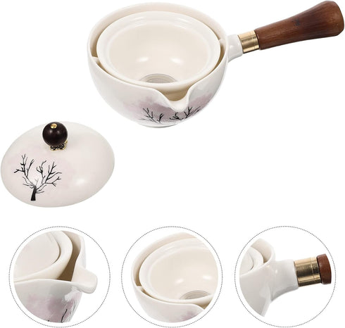 UPKOCH Tea Set Japanese Tea Set Teapot with Infuser Teapot Blooming and Loose Leaf Tea Maker with Wooden Handle Asian Kitchen Tea Kettle Style 1 T...