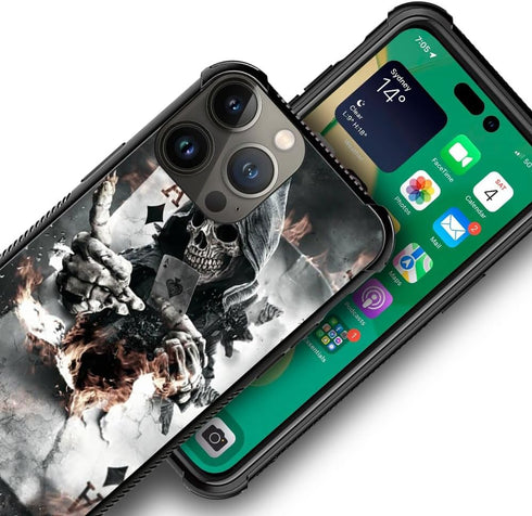 CARLOCA Compatible with iPhone 15 Pro Max Case,Skull Poker iPhone 15 Pro Max Cases Graphic Design Shockproof Anti-Scratch Drop Protection Case...