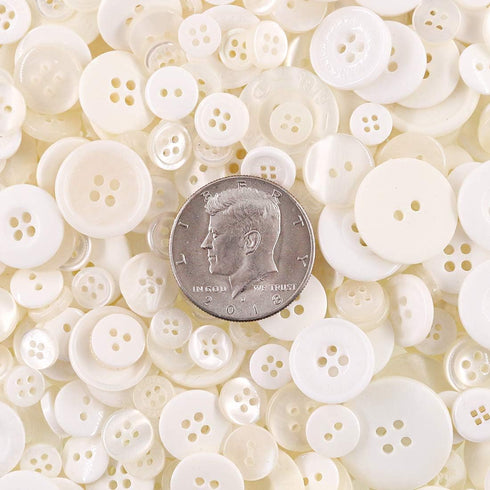 Swpeet 1000Pcs Christmas White Craft Buttons, 2 and 4 Holes White Round Craft Resin Sewing Buttons Suitable for Christmas Sewing Decorations, Art ...