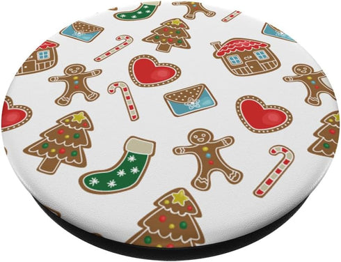 Christmas Gingerbread Pattern Cookie Xmas PopSockets Standard PopGrip...