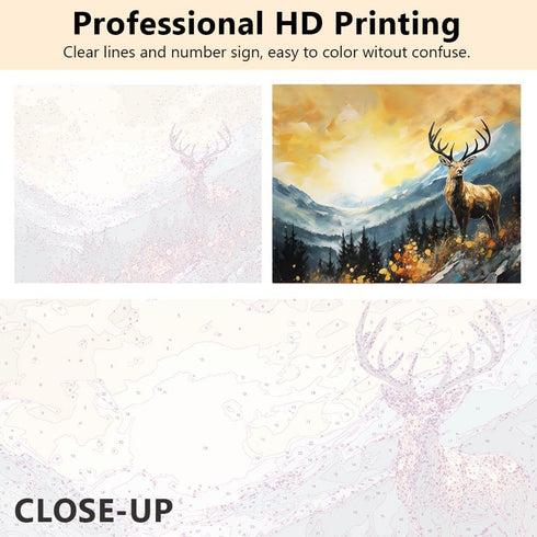 Rebotipy Deer Paint by Numbers Kit for Adults, Forest Trees Deer Paint by Numbers, DIY Acrylic Oil Painting of Mountains Landscape, 16x20inch Mode...
