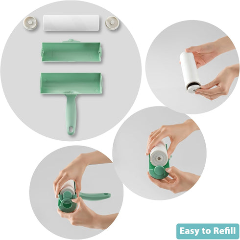 Large Lint Roller with Refills for Pet Hair Removal Extra Sticky 6.3 inch Wide Surface Lint Roller with Cover for Clothes Couch Furniture (Total 5...