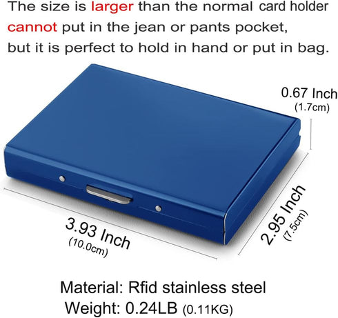 EASTNIGHTS RFID Credit Card Holder Protector Metal Credit Card Wallet Business Card Holder for Men Women Gift Box Package (Blue)...