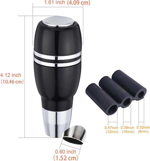 Arenbel 4" Automatic Push Button Gear Shift Knob Polished Aluminum Car Lever Stick Shifter Handle Fit Most Auto Transmission Vehicles, Black...