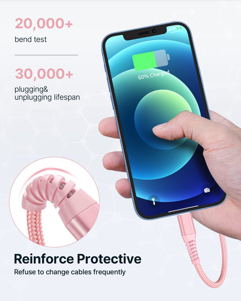 Aioneus iPhone Charger 10 ft 2Pack, (Apple Certified) Lightning Cable 10 Foot Nylon Braided Fast Charging Extra Long 10ft iPhone Cord Compatible w...