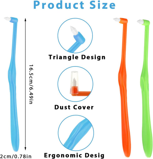 Single End Tufted Toothbrush, 5 Pcs Interspace Tooth Brush Tapered Trim Tooth Cleaner Interdental Toothbrush Tuft Gap Toothbrush for Orthodontic D...