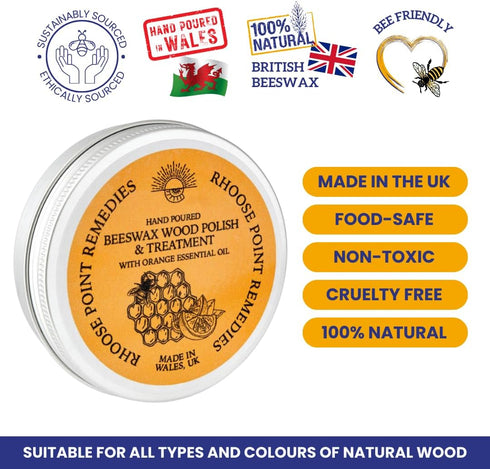 Beeswax Furniture Polish & Conditioner for Wood (Orange 3.4 Fl Oz) Enhances the Natural Beauty of Oak Pine Beech & More Seals & Protects for a Per...