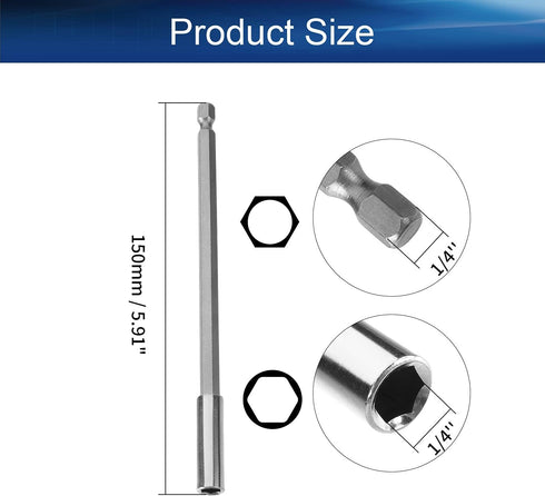 Auniwaig 2PCS 150mm Bit Holder Extension,1/4 inch Hex Shank Quick Release Screwdriver Drill Bit Holder Extension Set for Screws, Nuts, Drills, Han...