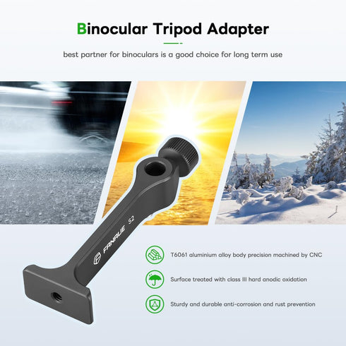 FANAUE S2-01 Binocular Tripod Adapter with 1/4-20" Thread Compatible with Porro Binoculars and Arca Ball Heads, Universal Quick Release for Bird W...
