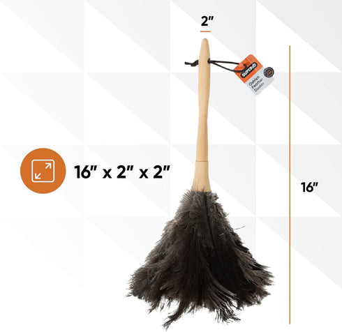 Superio Ostrich Feather Duster Fluffy Dust Remover, with Wooden Handle Reusable for Cleaning Homes, Ceilings, and Furniture (3 Pack) (1 Pack)...