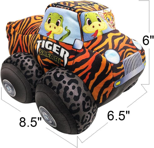 ArtCreativity Safari Plush Monster Truck, 8 Inch Big Monster Truck Stuffed Toy, Cool Animal-Themed Design, Soft Car Toys for Toddlers Car Stuffed ...