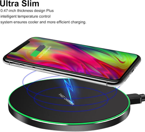 Fast Charge 10W Max Ethernoid Universal Fast Wireless Charging Pad Compatible with iPhone 14/14 Plus/14 Pro/14 Pro Max/13/13 Mini/SE 2022/12/11/X/...