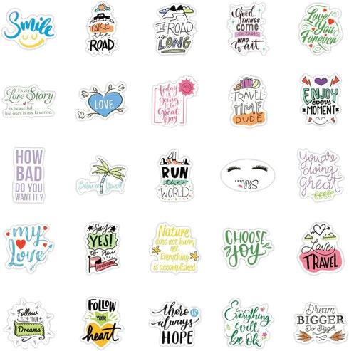 Inspirational Slogan Positive Energy Stickers 100 Pcs Trendy Style Stickers Laptop Stickers Pack Cool Sticker for Pad MacBook Car Snowboard Bicycl...