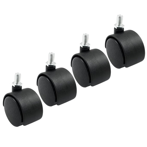 4pcs 1.5 Inch Swivel Caster Wheels, Black Nylon M8 Threaded Stem Caster Wheels, Heavy Duty Swivel Stem Casters Wheels Replacement for Furniture, T...