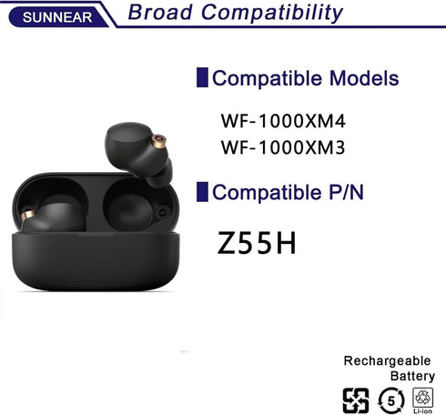 1PCS Z55H 3.85V Battery, Compatible with Sony WF-1000XM4 WF1000XM4 WF1000XM3 WF-SP900 Bluetooth Headset Battery Z55H CP1254 +Tools...