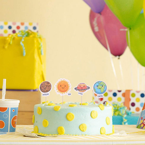 iMagitek 30 Pcs Solar System Outer Space Universe Cupcake Toppers Picks for Kids Solar System Birthday Party, Space Themed Party...