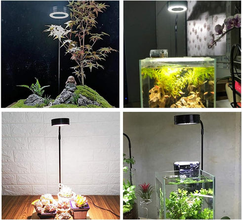 LED Aquarium Light 360 Degree Full Spectrum LED Light with Bamboo Board 10W Nano Fish Tank Light USB Powered Flat Nano Aquarium Light Bett a Fish ...
