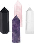 Healing Crystal Wands,2" Amethyst Crystal, Rose Quartz,Clear Quartz and Black Obsidian?6 Faceted Reiki Chakra Stones 4 pcs...