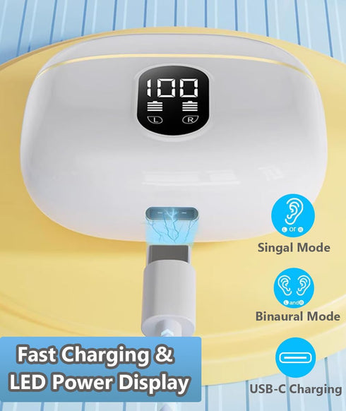 Wireless Earbuds Bluetooth 5.3 Headphones, X87 Waterproof Stereo Ear Buds with Microphone, in-Ear Earphones with LED Power Display for iPhone/Andr...