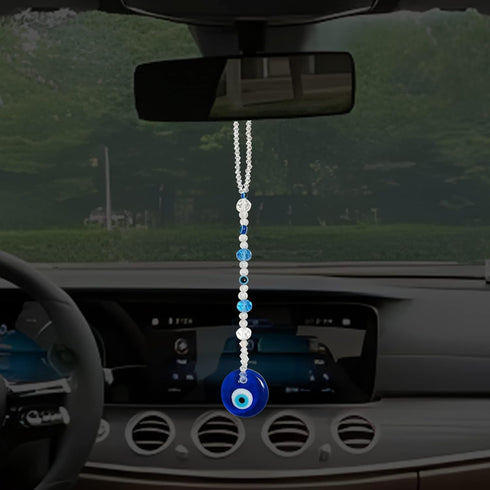 Evil Eye Car Hanging Ornament Crystal Beads Evil Eye Window Pendent for Window Car Door Frame Balcony, Evil Blue Eye Charms Car Mirror Decor, Evil...