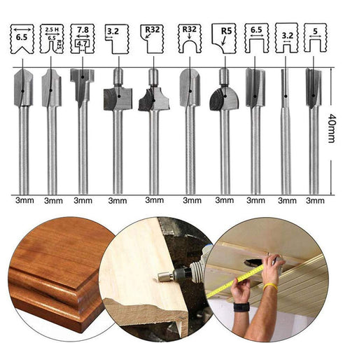HSS Router Dremel Bits and Router Bit Set 1/8"(3mm) Shank for Power Rotary Tools Accessories for DIY Woodworking, Carving, Edge Treatment Grooving...