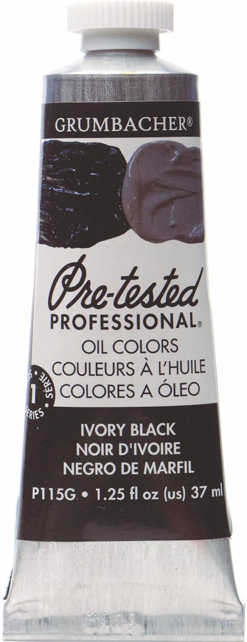 Grumbacher Pre-Tested Oil Paint, 37ml/1.25 Ounce, Ivory Black (P115G)...
