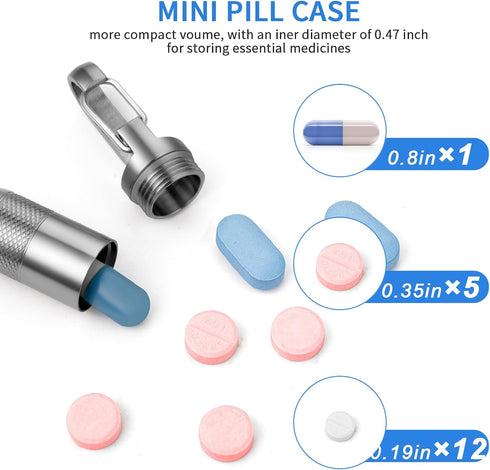 Small Titanium Pill Case,TISUR Keychain Pill Holder Travel Pill Box Container,Portable Pill Organizer Waterproof Metal Pill Case Bottle (Gray Tita...