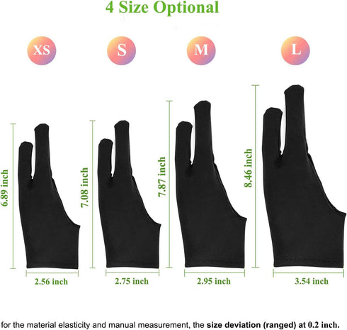 OTraki 4 Pack Artist Gloves for Drawing Tablet Free Size with Two Fingers for Graphics Pad Painting Good for Right or Left Hand - 2.95 x 7.87 inch...