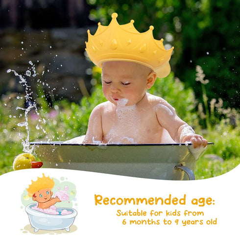 2PCS Baby Shower Cap for Kids, Adjustable Baby Hair Washing Shield Toddler Visor Hat for Eyes and Ears Protection Shampoo Cap for 0-9 Years Old Ch...