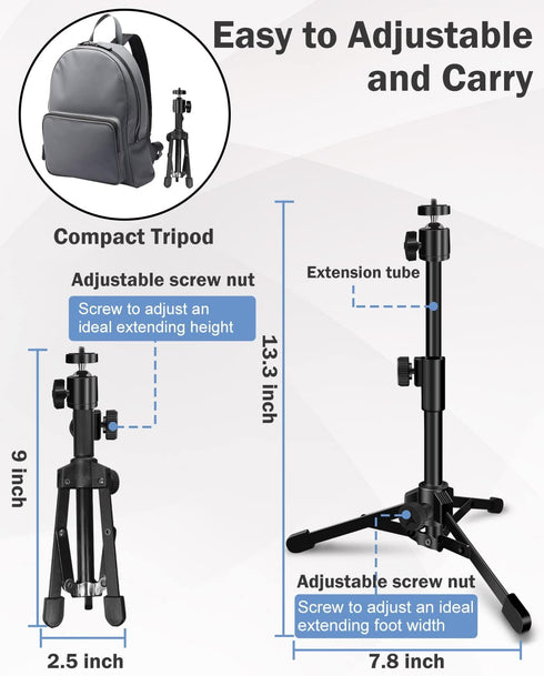 Desktop Webcam Tripod Stand, Extendable Webcam Camera Stand Tripod for Logitech Stream Webcam C925e C922x C922 C930e C930 C920 C615 and Other Devi...