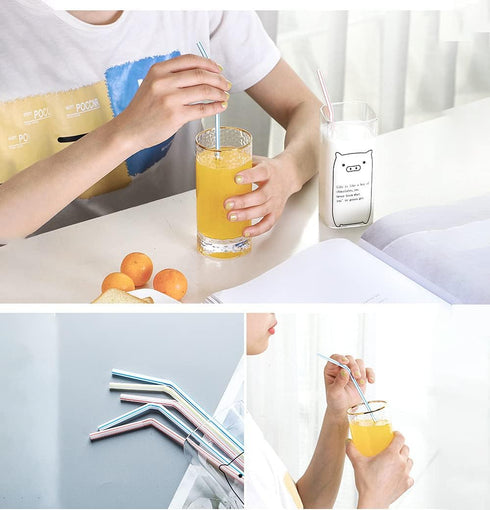 600pcs Plastic Drinking straws, Flexible straws, 8" Long, Stripes Multiple Colors Straws,suitable for various drinks, juice, milk, tea, cocktails,...