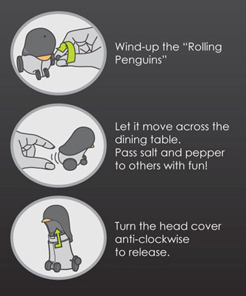 Rolling Penguins | Salt & Pepper Movers & Shakers | Wind-Up and Penguin Salt & Pepper Shakers Roll Across The Table...