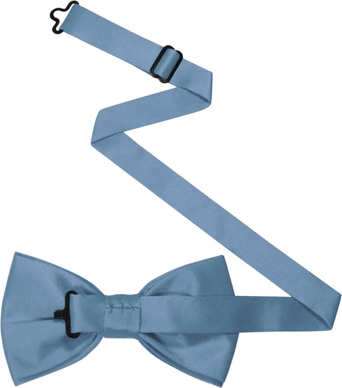 Solid Color Pre-tied Bow Tie and Pocket Square Set for Men...