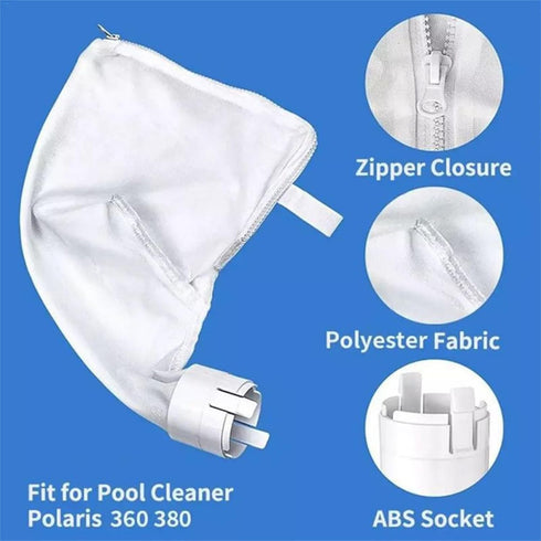 2-Pack Zipper Filter Bag Suitable for Polaris 360 and 380 Pool Cleaning Agents - Universal Filter Bag for Polaris Replacement Parts...