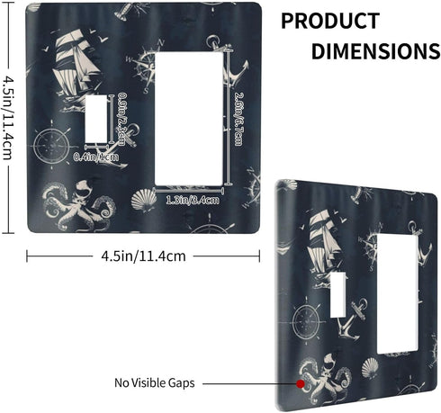 Light Switch Cover Navy Blue Nautical Anchor Sailboat 2 Gang Toggle Rocker Combo Wall Plates Decorative Switch Plates and Outlet Covers Receptacle...